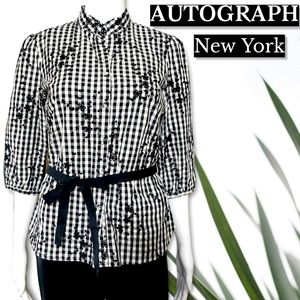 Autograph New York Black with White Blouse size S